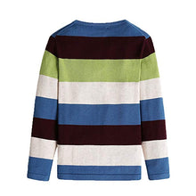 Load image into Gallery viewer, KID1234 Boy’s Long-Sleeve Sweater Pullover V-Neck 100% Cotton Multicolor Stripe