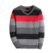 Load image into Gallery viewer, KID1234 Boy’s Long-Sleeve Sweater Pullover V-Neck 100% Cotton Multicolor Stripe