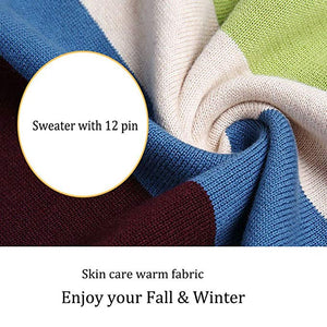KID1234 Boy’s Long-Sleeve Sweater Pullover V-Neck 100% Cotton Multicolor Stripe